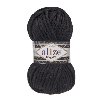 Alize Super Lana Megafil №60 (500г.) Чорний.