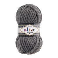 Alize Super Lana Megafil №182 (100г.) Середньо-сірий.