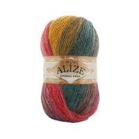 Alize Angora Gold BATIK № 3368 (500г.) Червоний, хакі, жовтий